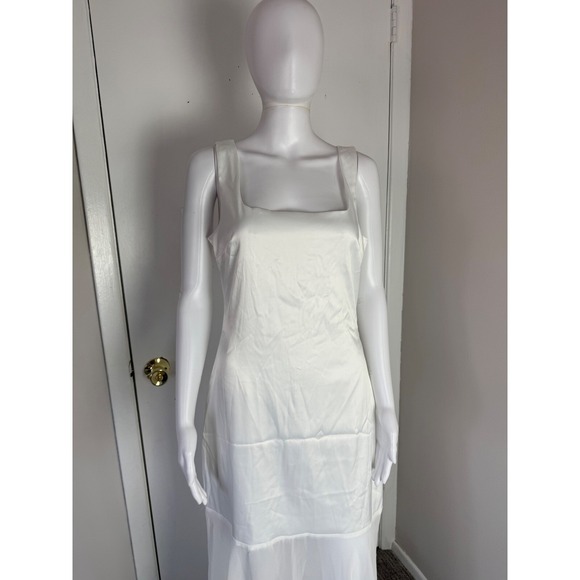 Commense White Maxi Dress Sheer Overlay Sleeveless Party Cocktail Dress‎ Size M - Picture 6 of 13